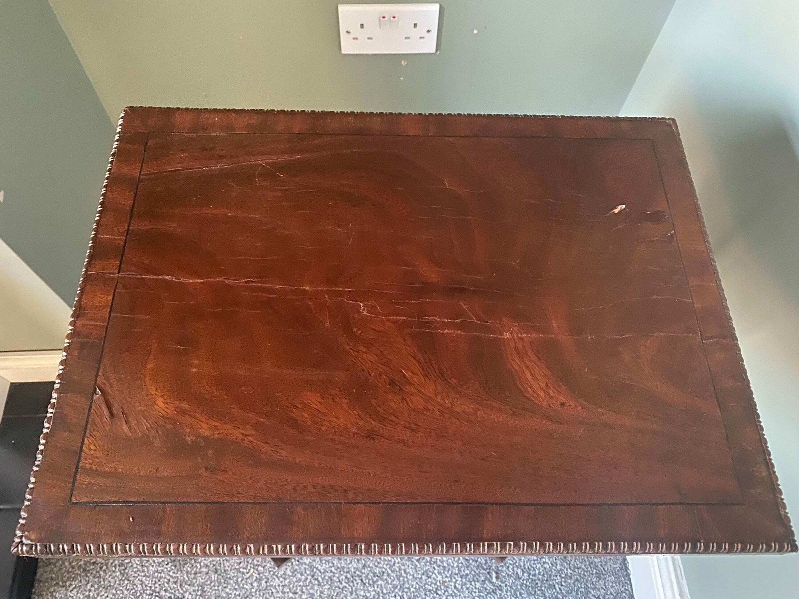 Antique Arts And Crafts Mahogany Side Table Wine Table With Detailed Table Top & Pedestal Base photo vinterior