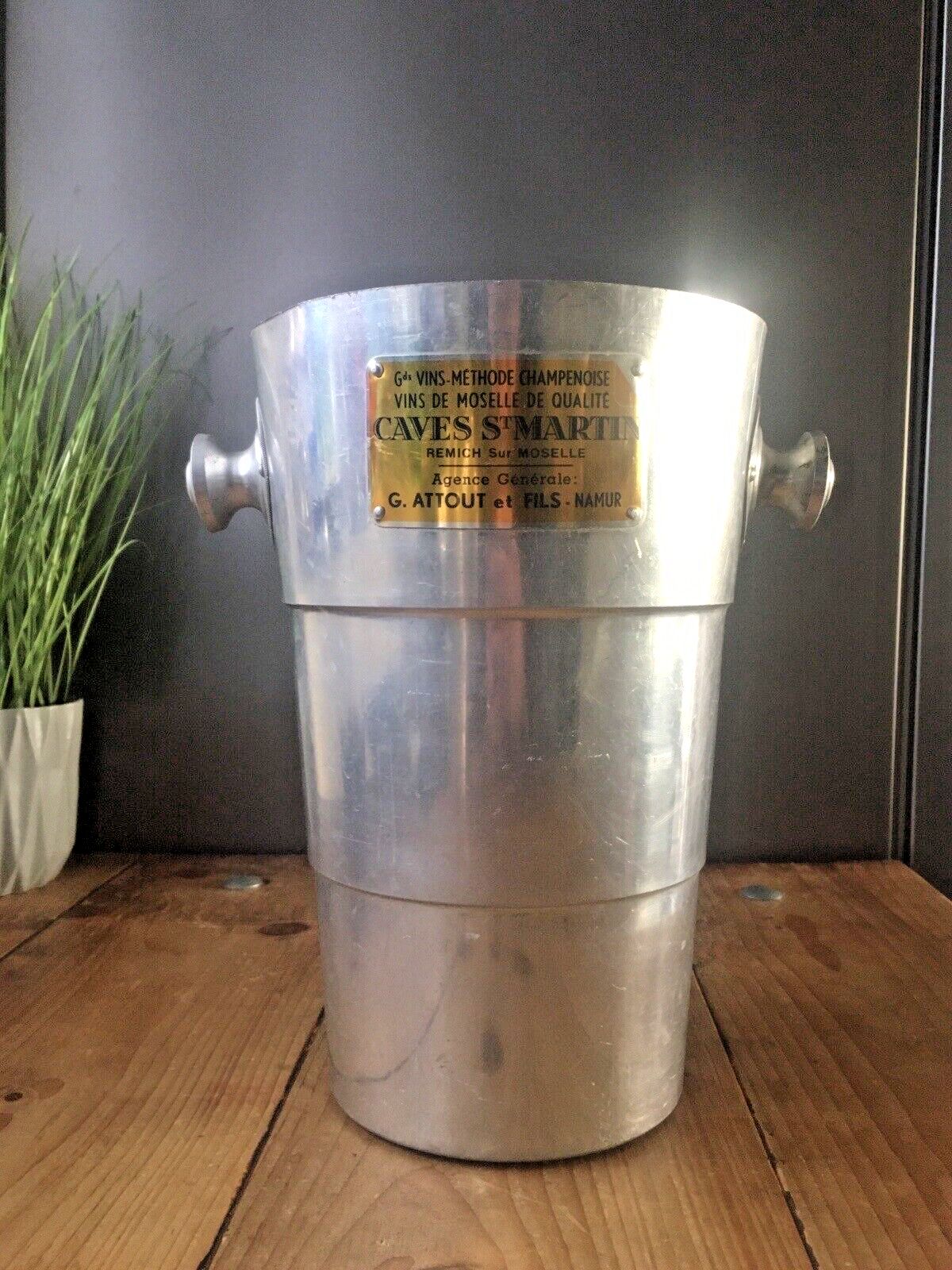 Large Vintage Art Deco Style Caves St Martin Champagne Aluminium Ice Bucket Bar photo furniture