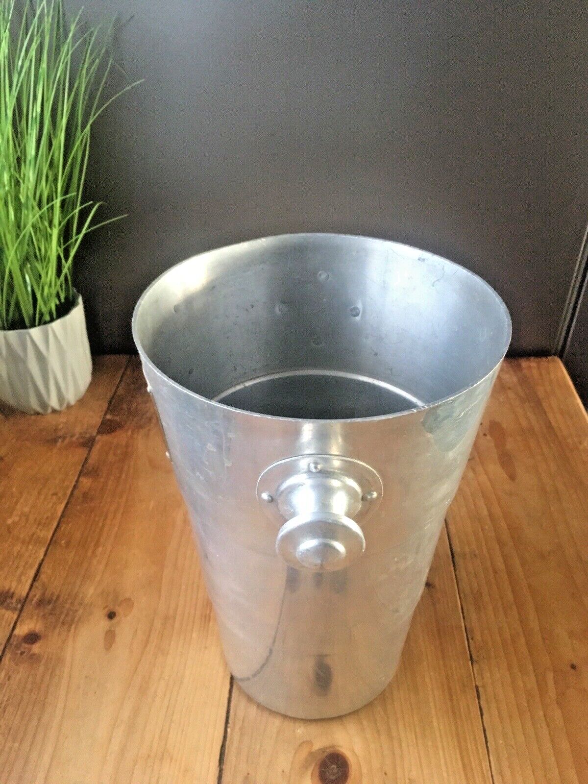 Large Vintage Art Deco Style Caves St Martin Champagne Aluminium Ice Bucket Bar photo buy