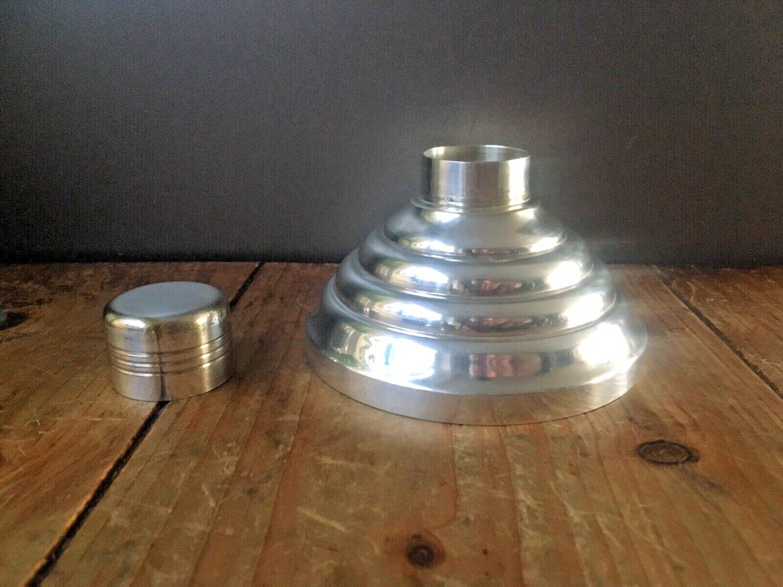 225.0 Antique Art Deco French Repousse Rose Stepped Silver Plated Cocktail Shaker Bar photo