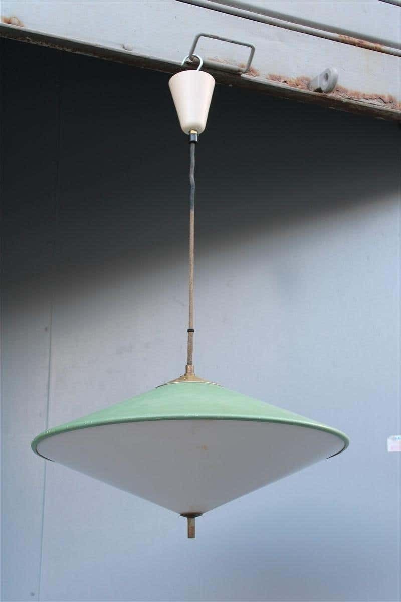 Mid Century Italian Design Chandelier Greene & Greene Brass Parts 1950 Ufo photo furniture