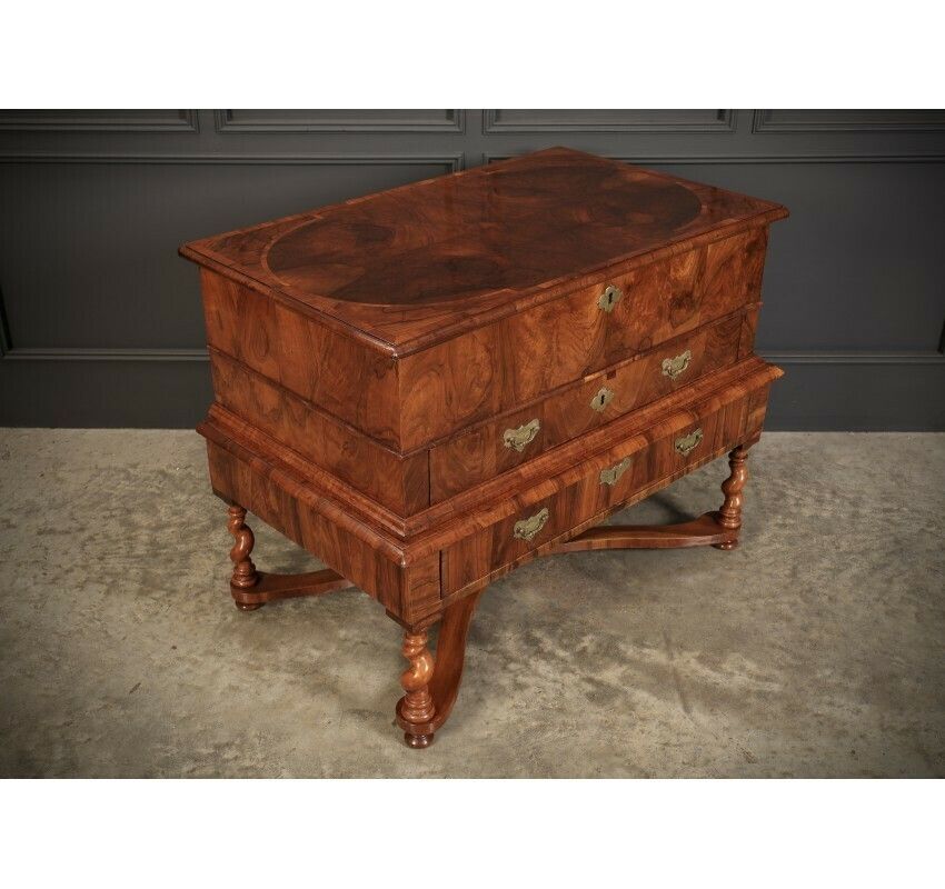 William & Mary Walnut Mule Chest On Stand