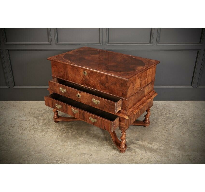 photo furniture William & Mary Walnut Mule Chest On Stand