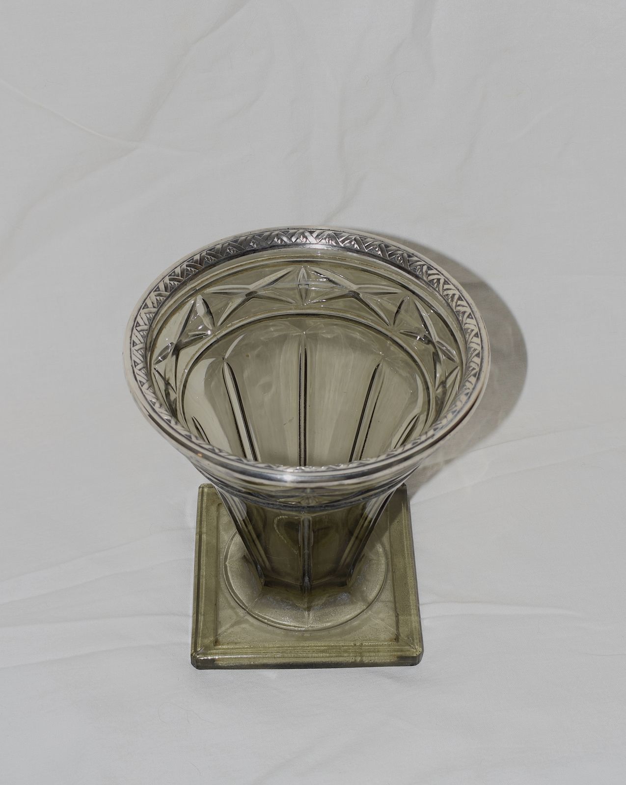 A French Silver Plated And Dark Green/Gray Vase From The 1930s photo furniture