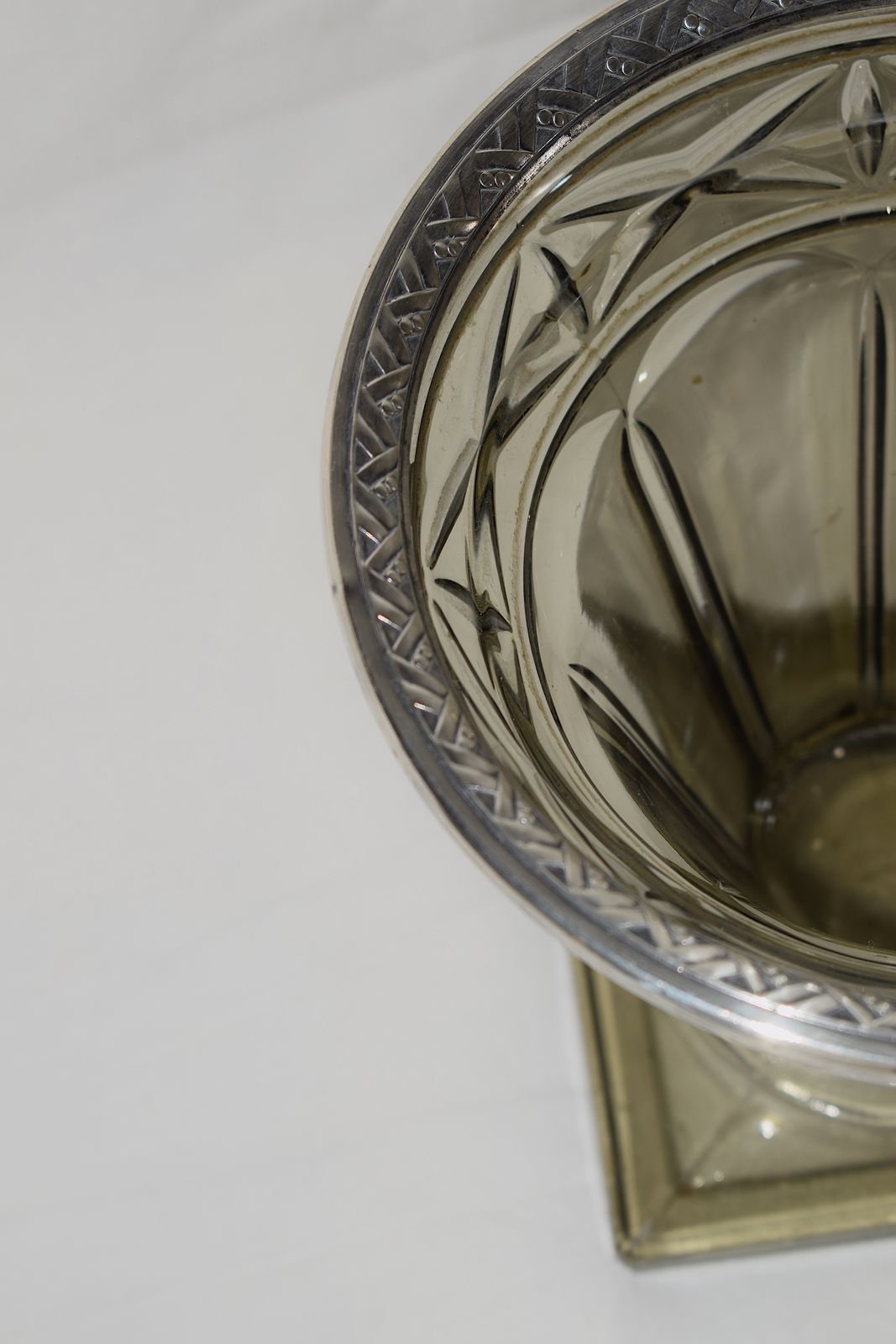 A French Silver Plated And Dark Green/Gray Vase From The 1930s photo 140.0