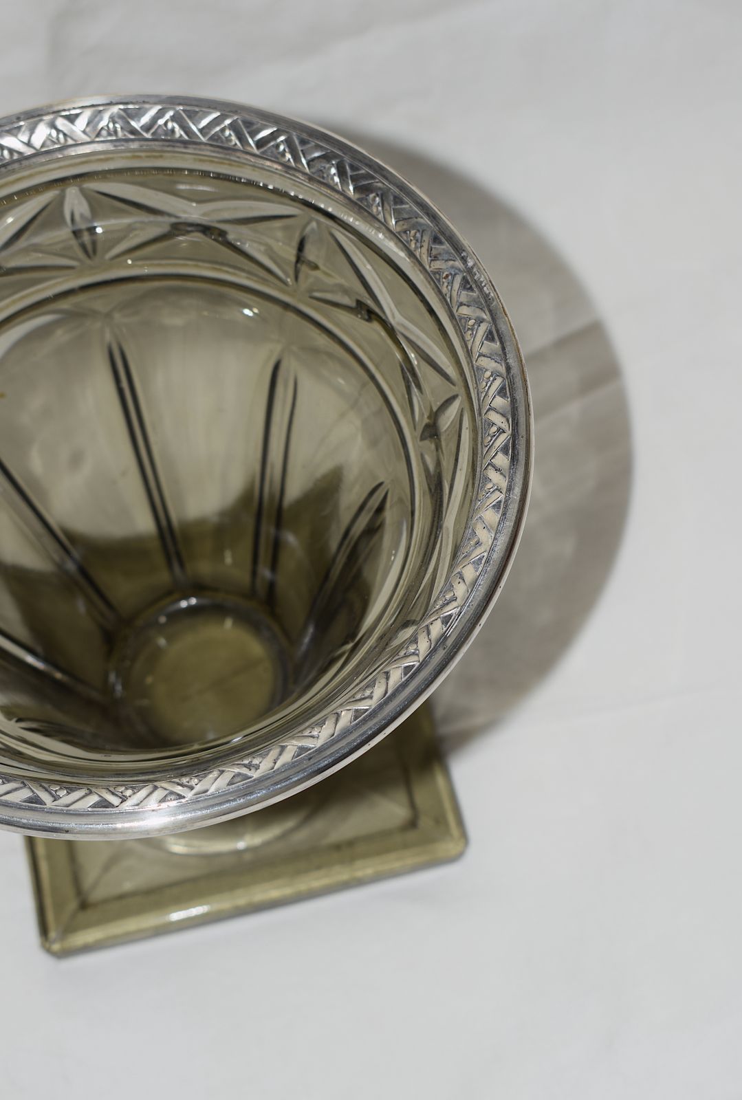 A French Silver Plated And Dark Green/Gray Vase From The 1930s photo vinterior