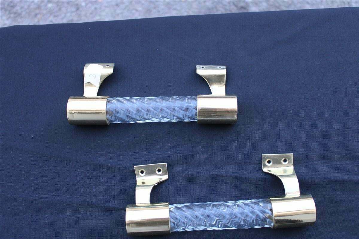 Pair Of Venini Handles In Murano Glass Torcello And Brass 1940s Gold photo furniture
