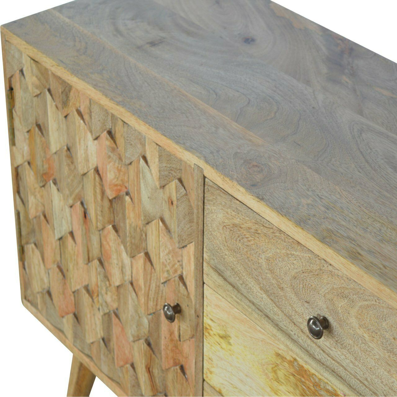 3 Drawer Solid Wood Cabinet With Pineapple Carved Door Front photo Furniture