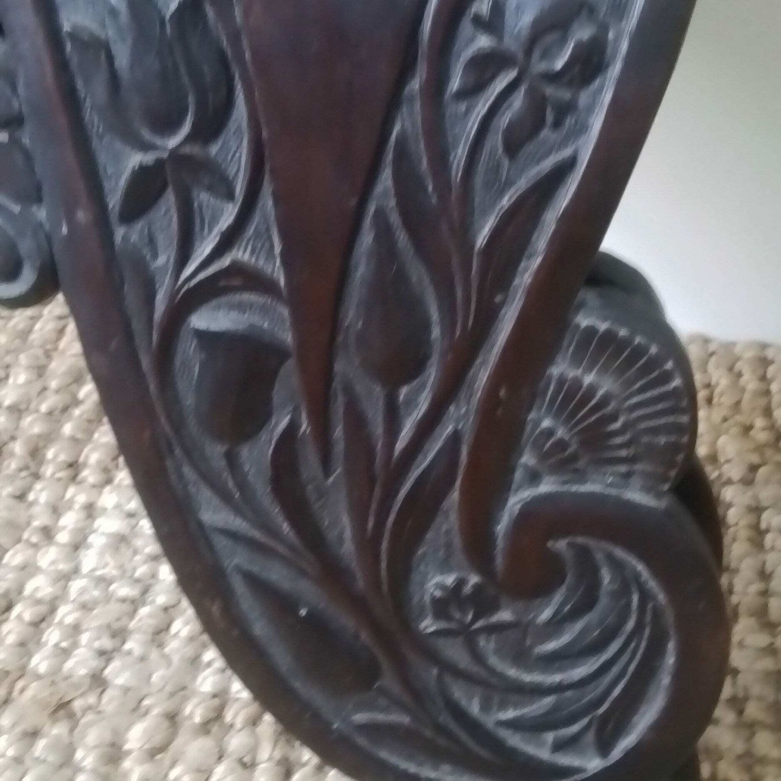 Edwardian Dark Oak Handcarved Wood With Thistle And Flower Carvings,Dark Oak Circular Table Ref D photo buy