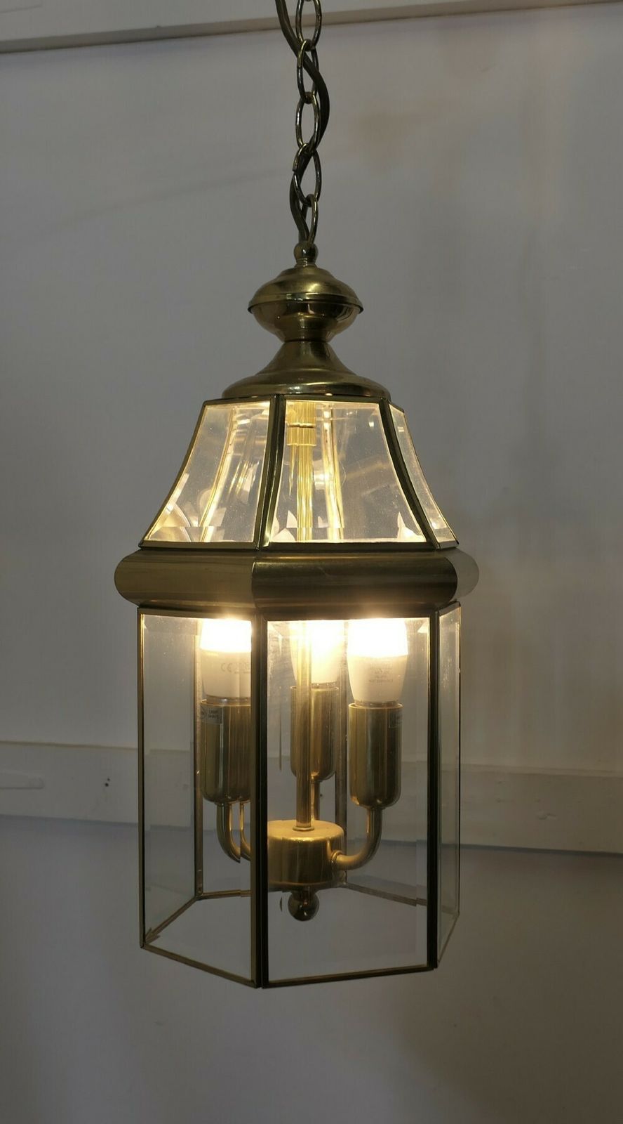 A Pair Of Art Deco Style Brass & Glass Hall Lanterns photo furniture