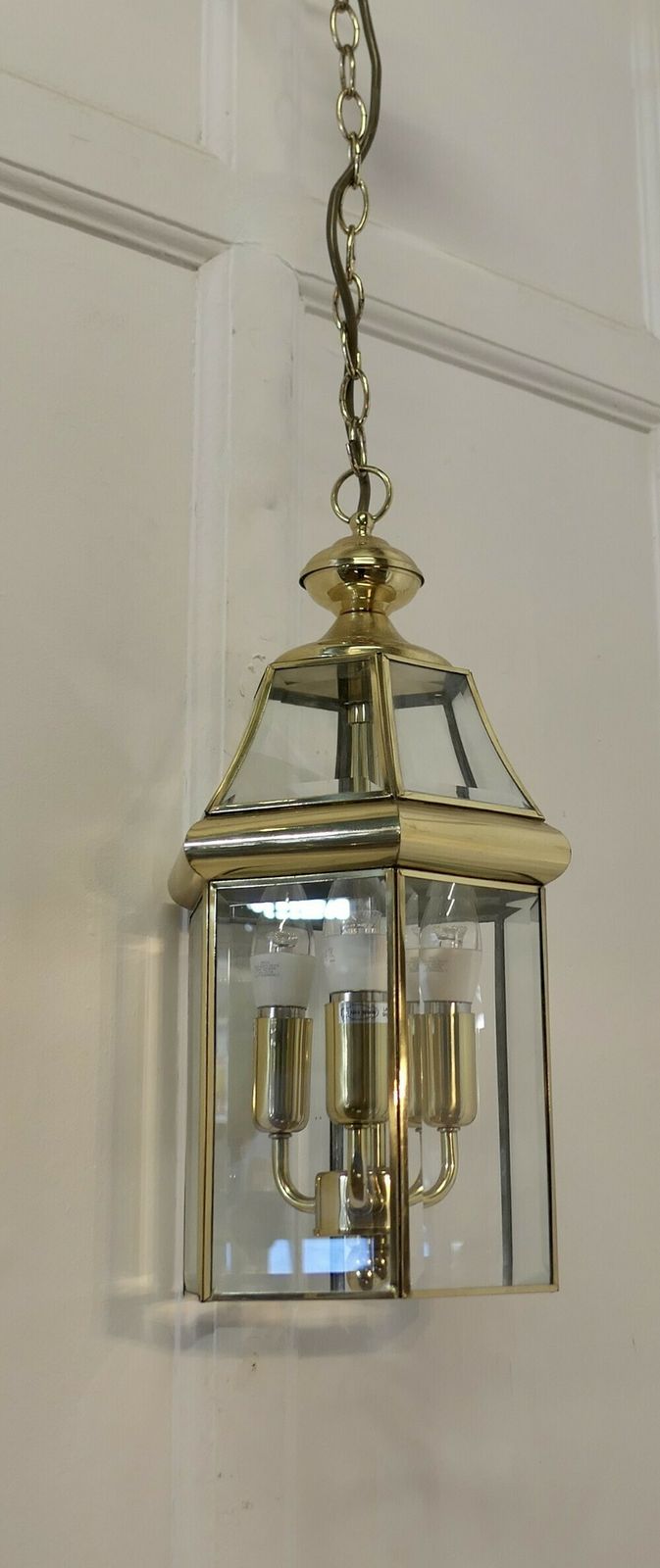 A Pair Of Art Deco Style Brass & Glass Hall Lanterns photo Lighting