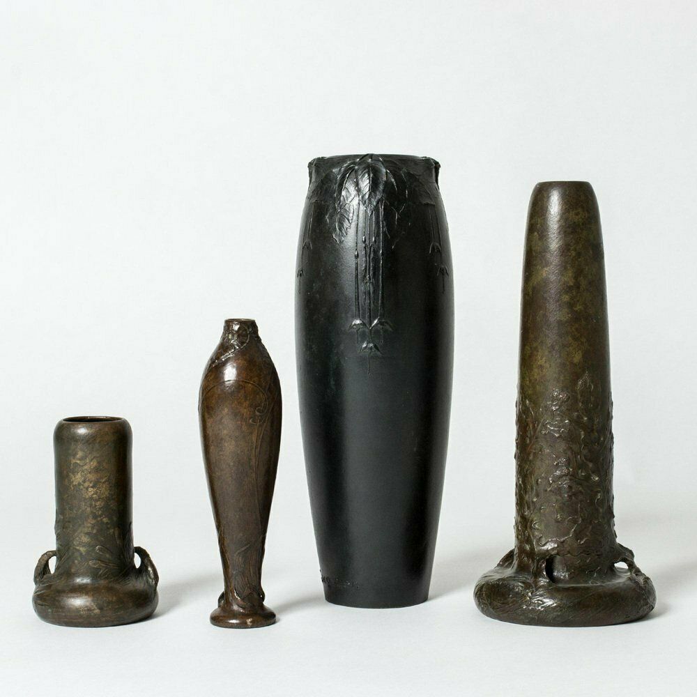Art Noveau Bronze Vase By Hugo Elmqvist, 1890s photo vintage
