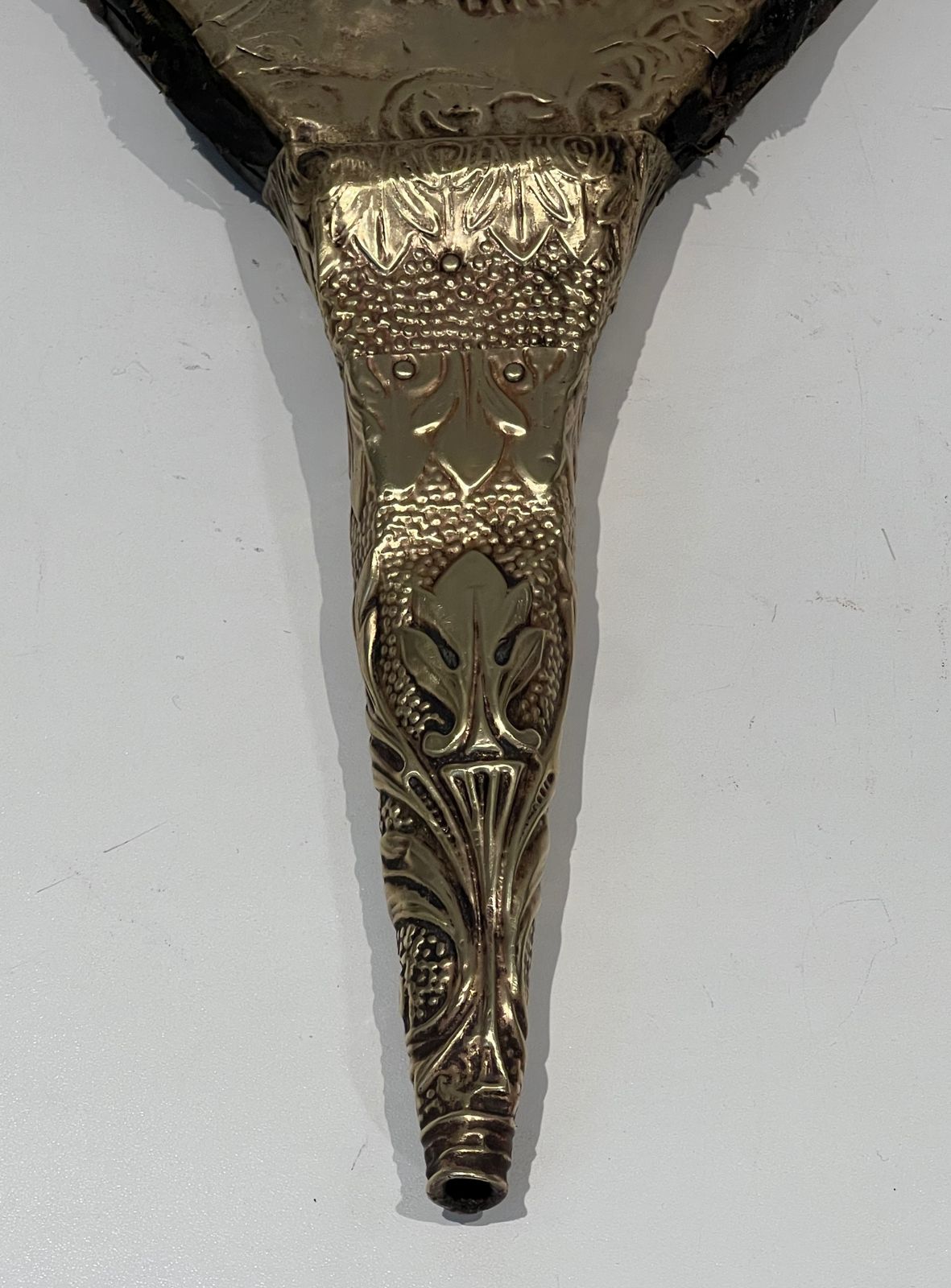 Home Fixtures Fireplace Bellows In Repoussé Brass With The Effigy Of A Woman photo