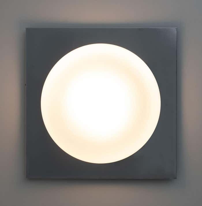 Carlo Nason Mid Century Modern Italian Steel And Murano Glass Wall Lamp, 1970s photo for sale