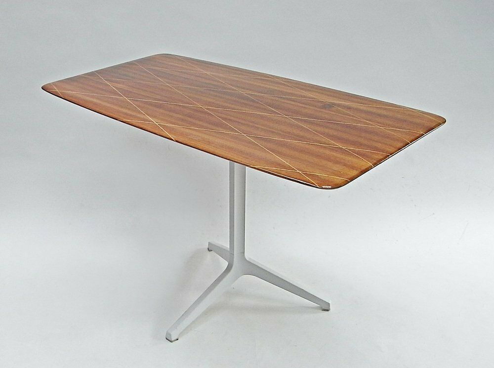 Desk Made Of Mahogany Veneer With Maple Inlays & Aluminum Tripod Frame photo Furniture