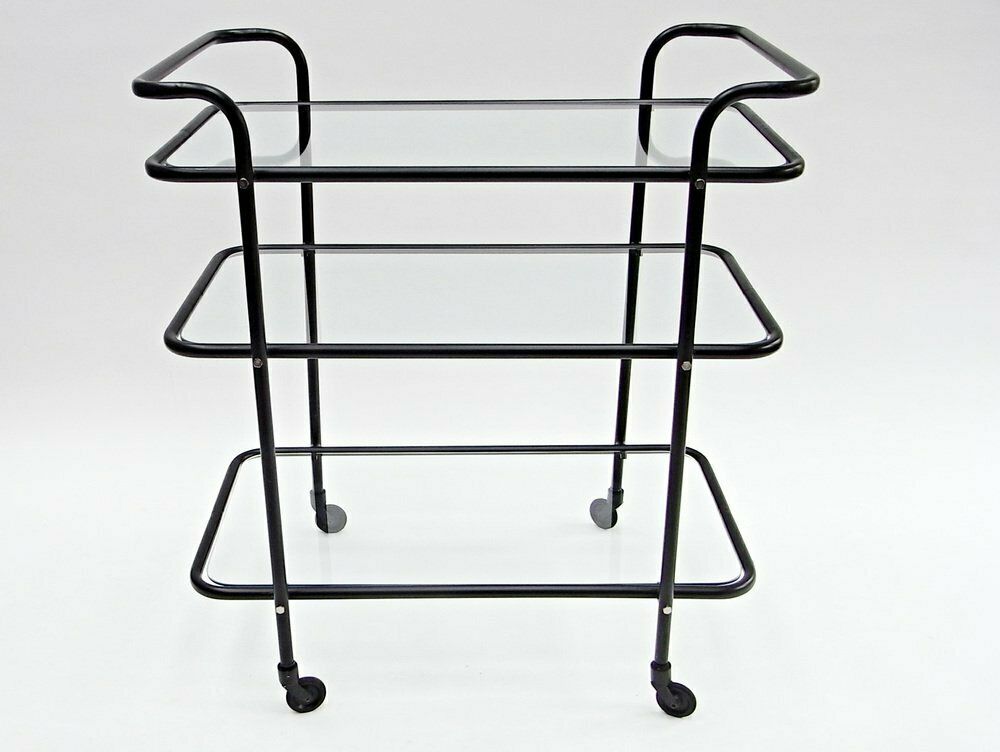 Ever Ready Bar Cart Made Of Powder Coating & Glass By Gunter Lambert