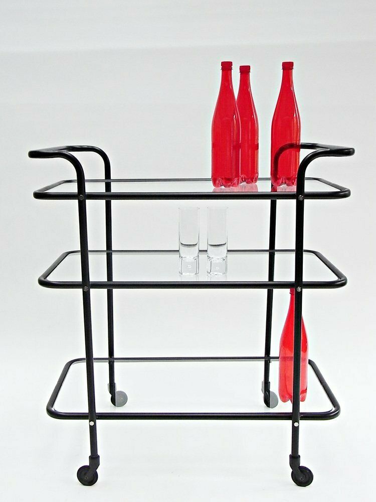 photo vinterior Ever Ready Bar Cart Made Of Powder Coating & Glass By Gunter Lambert
