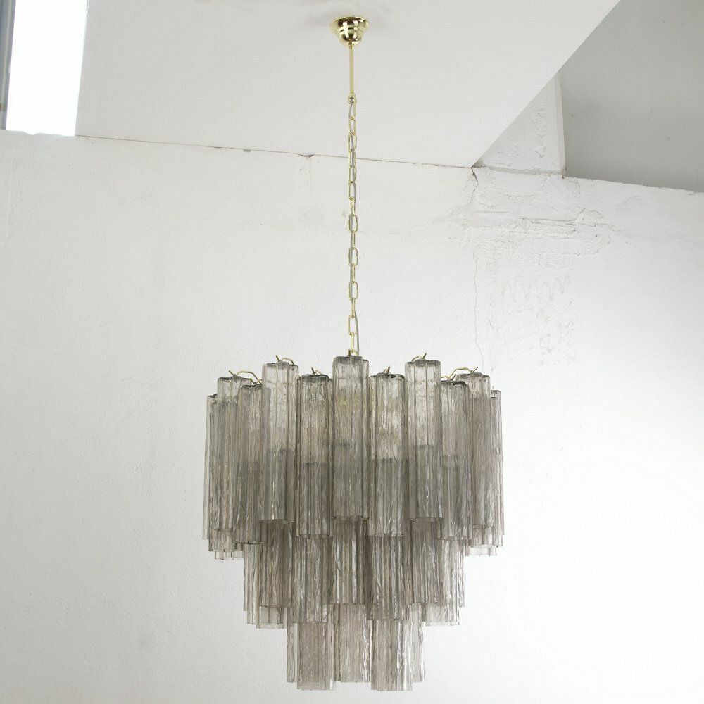 Tronchi Chandelier In Gray Murano Glass, 1980s photo vinterior