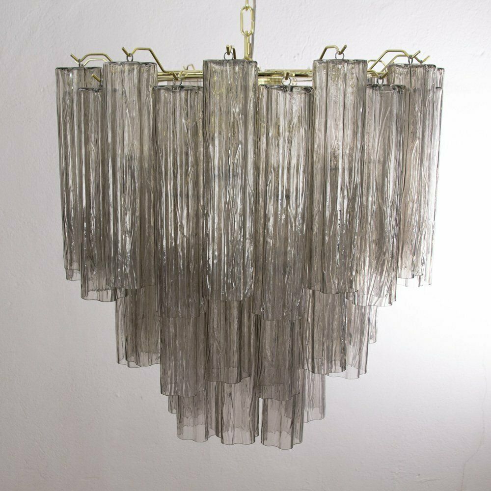 Lighting Tronchi Chandelier In Gray Murano Glass, 1980s photo