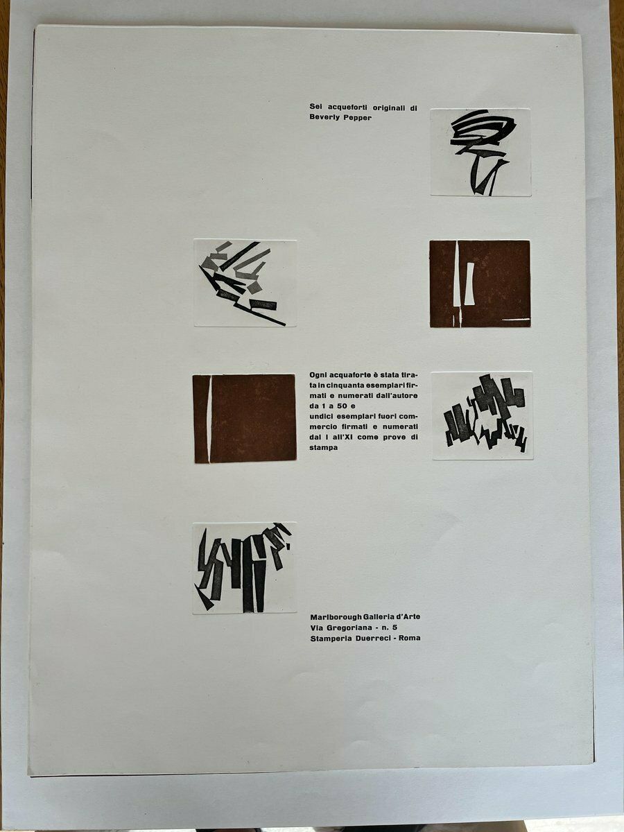 Beverly Pepper, Gallery Marlborough Roma, 1960s, Etchings, Set Of 6 photo furniture