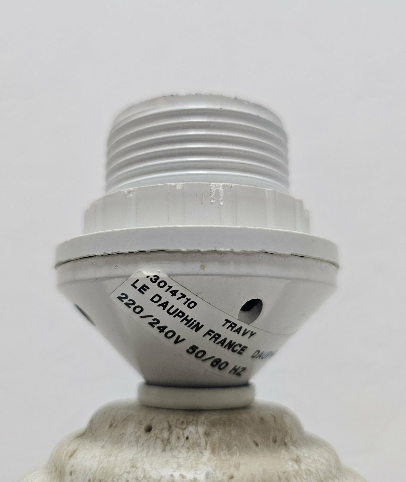 Mid Century Modern Lamp Done In Cermaic And Travertine Marble By Le Dauphin // Made In France In 1980s photo Lighting