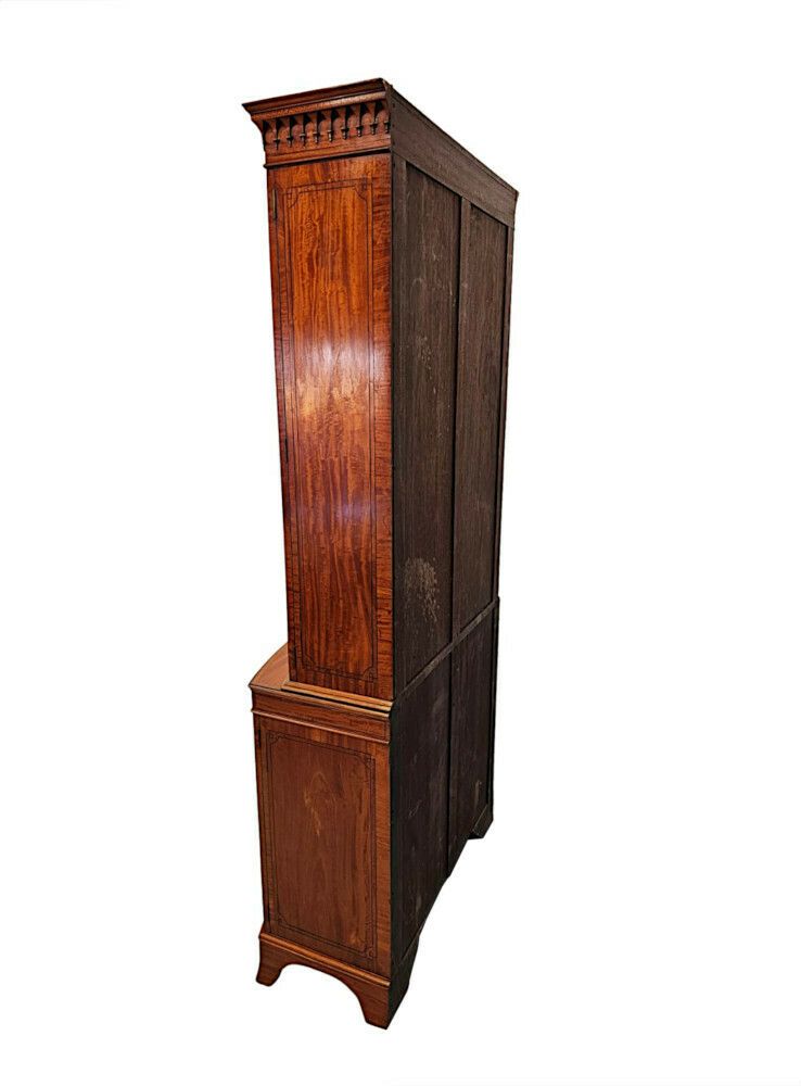 A Very Fine Edwardian Marquetry Inlaid Bowfronted Bookcase In The Manner Of Edward And Roberts photo vintage