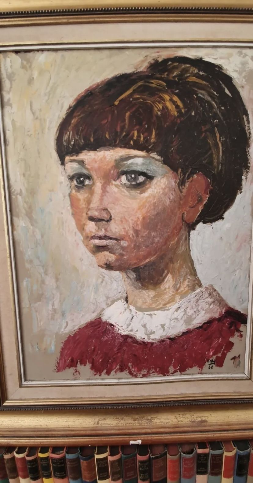 Portrait Oil On Canvas In Frame Signed By Artist Vale. photo Art