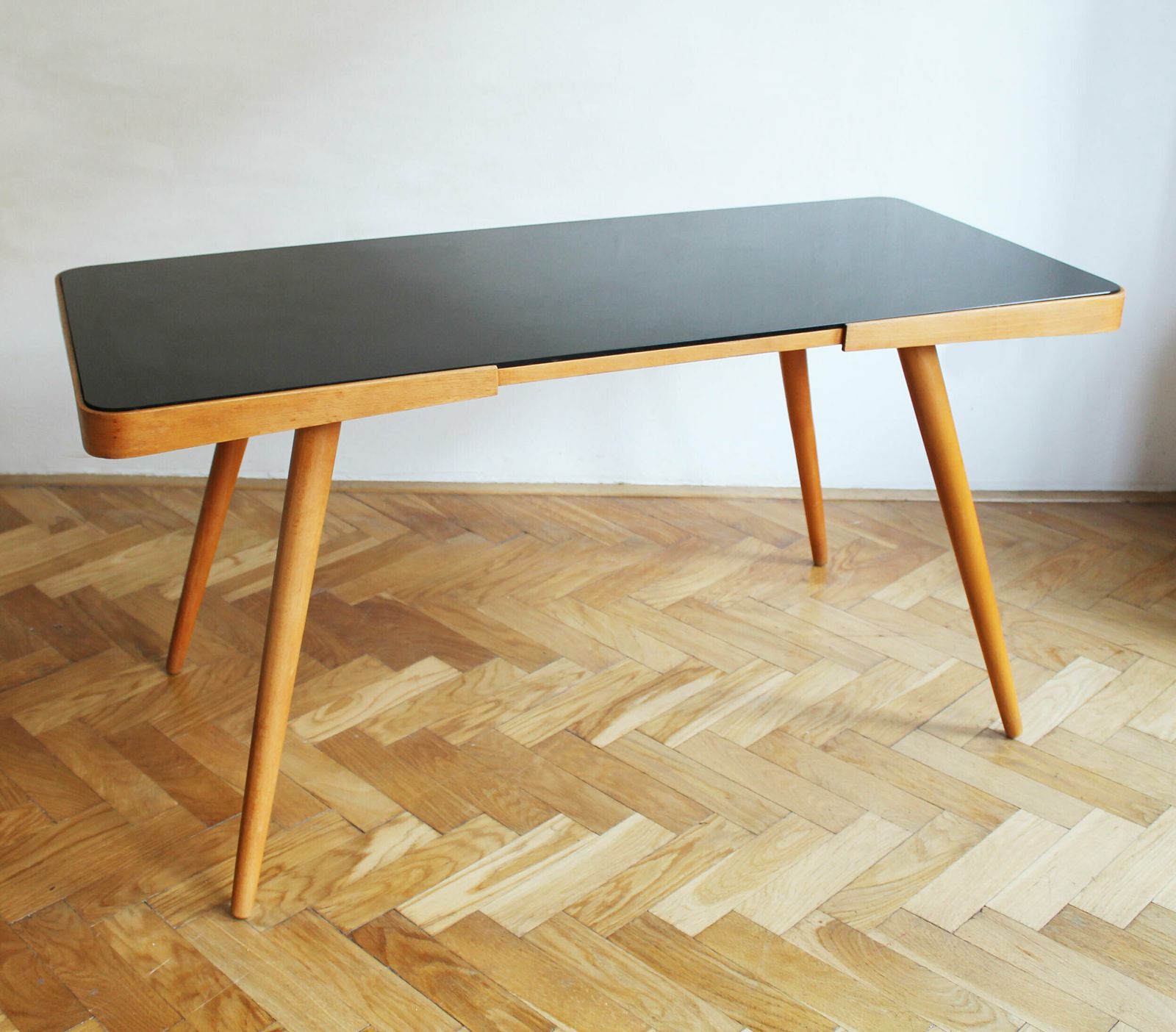 1960's Mid Century Coffee Table With A Black Opaxite Glass By Jiri Jiroutek photo furniture