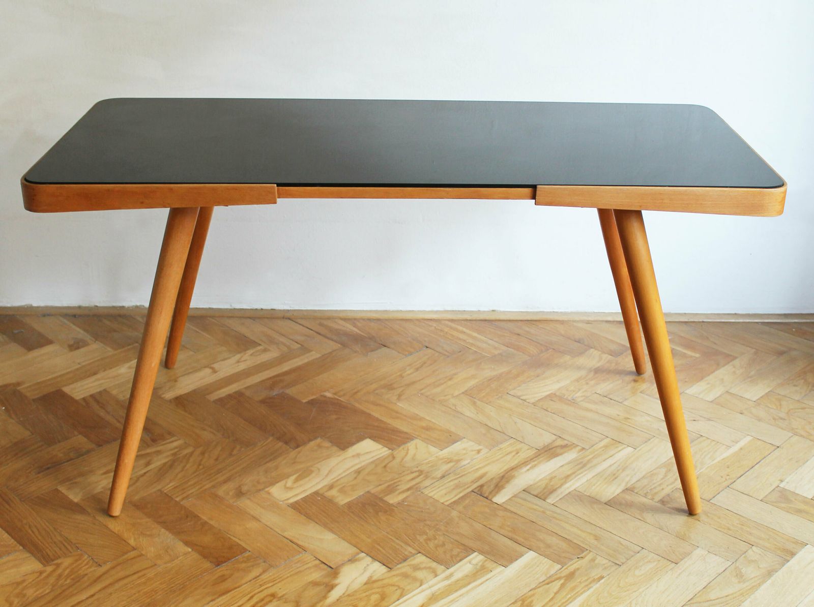 1960's Mid Century Coffee Table With A Black Opaxite Glass By Jiri Jiroutek photo Furniture