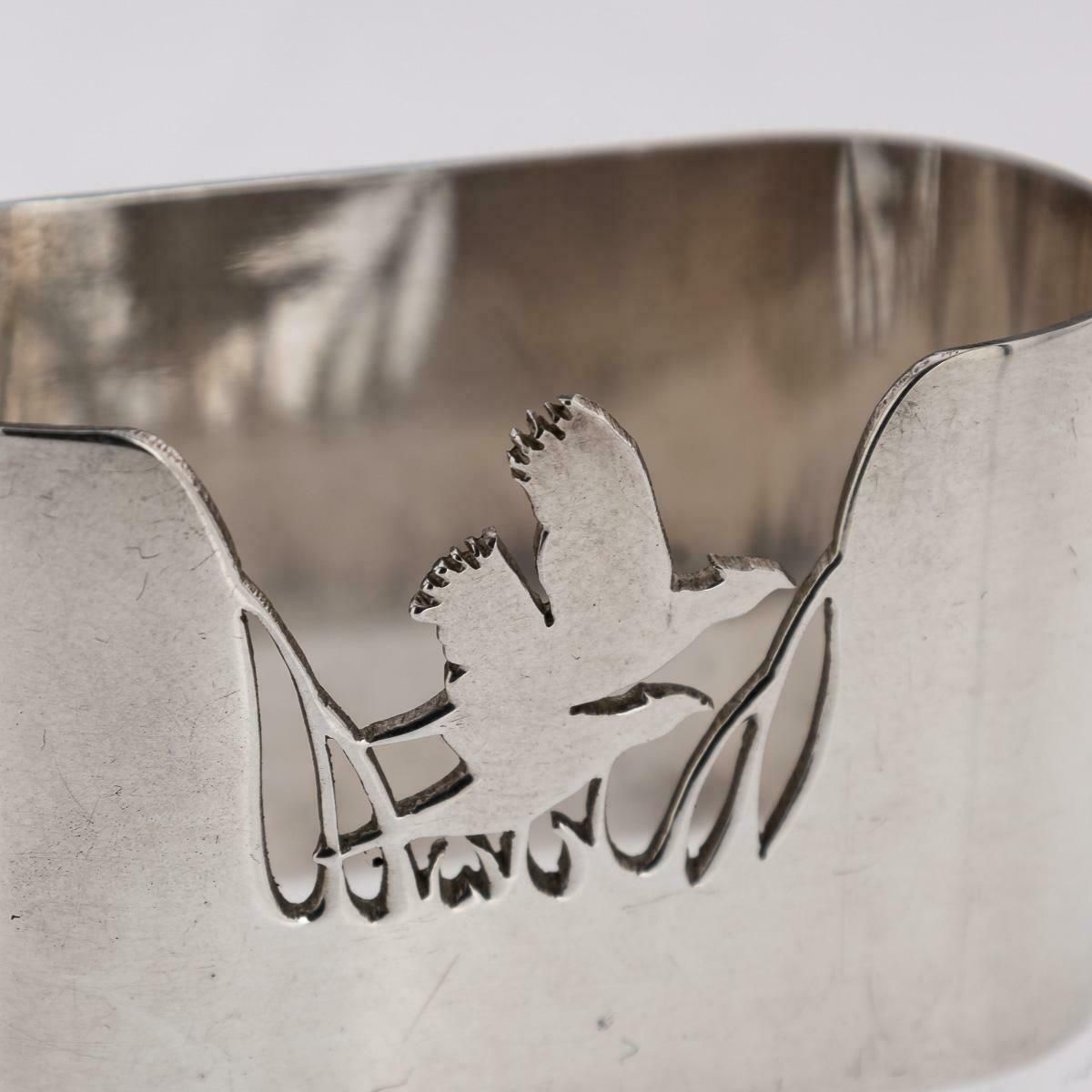 20th Century Solid Silver Hunting & Fishing Napkin Holders, Garrard, C.1985 photo for sale