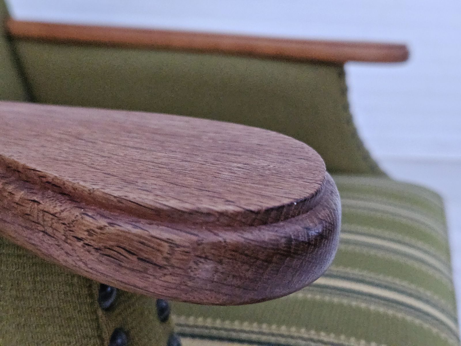 1970s, Danish Lounge Chair, Wool, Oak, Original Very Good Condition. photo vinterior