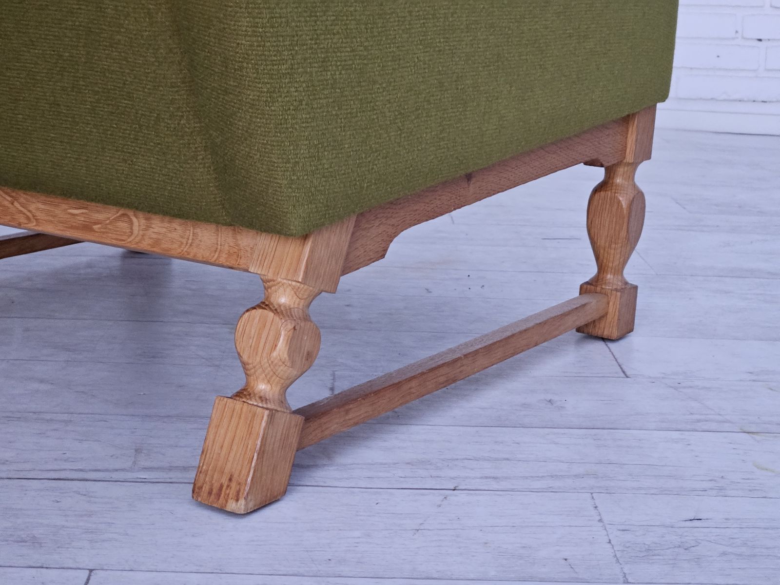 photo buy 1970s, Danish Lounge Chair, Wool, Oak, Original Very Good Condition.