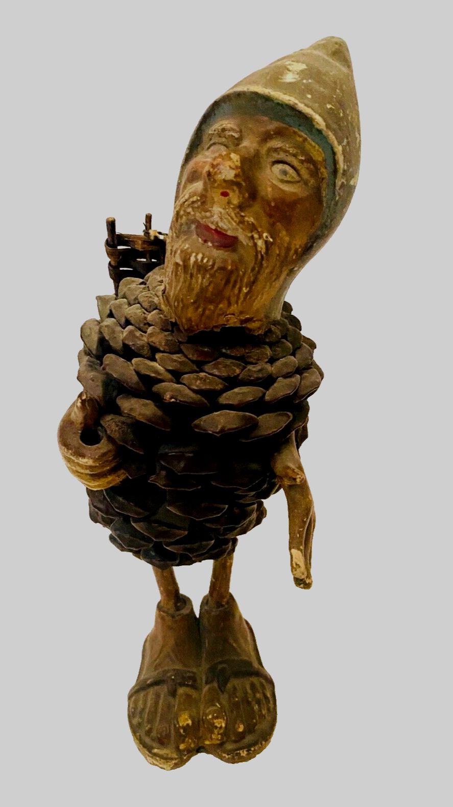 Folk Art Country Character Wooden Head And Feet. 20th Century. photo furniture