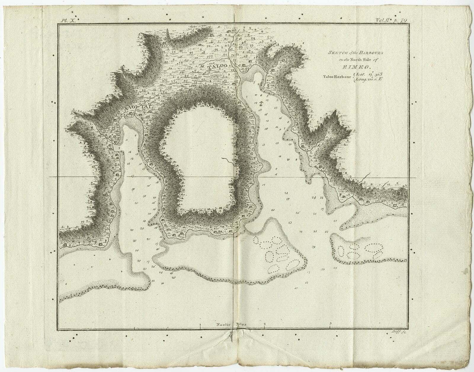Antique Plan Of The Harbour Of Taloo By Cook, C.1781 photo furniture