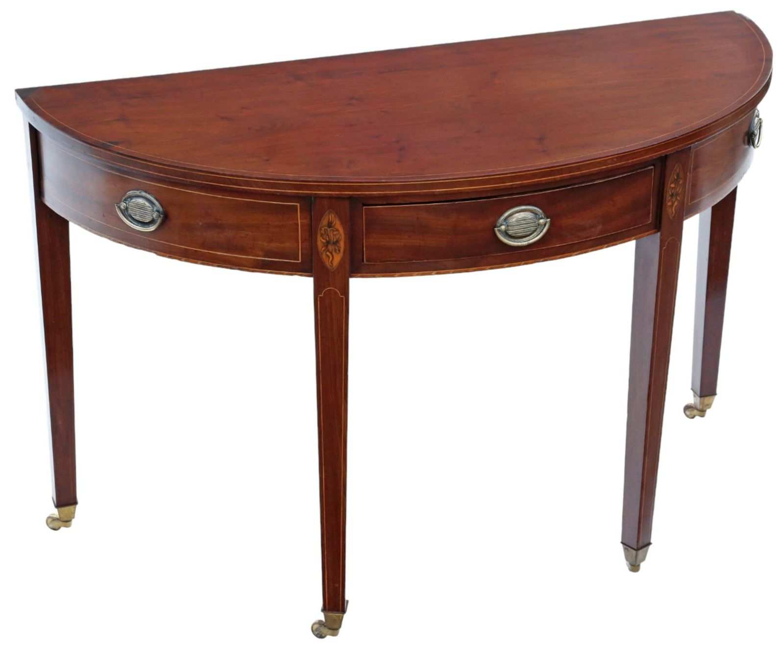 Antique Early 19th Century Inlaid Mahogany Demi Lune Console Table photo Furniture