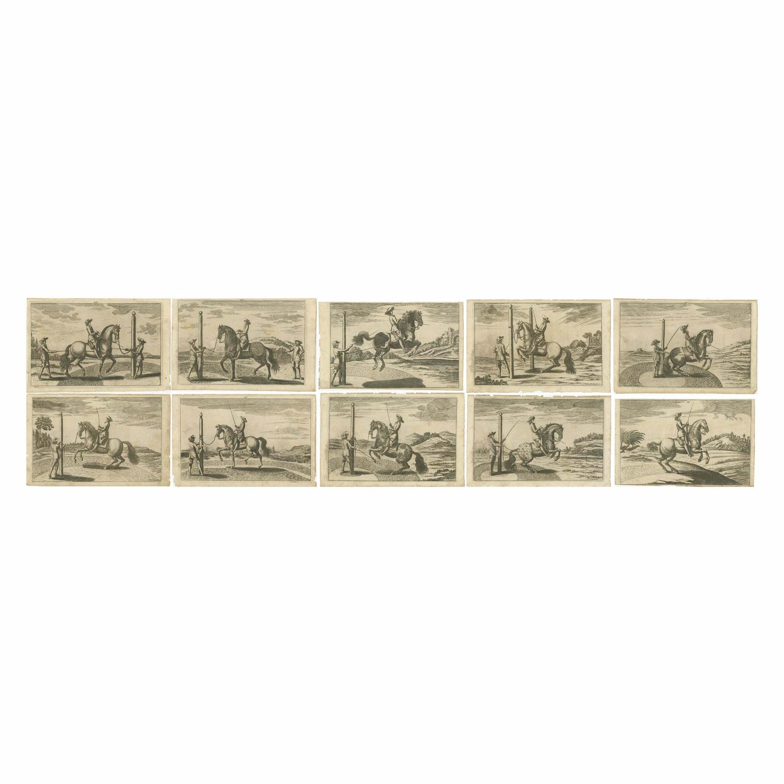 Set Of 10 Antique Horse Riding Prints