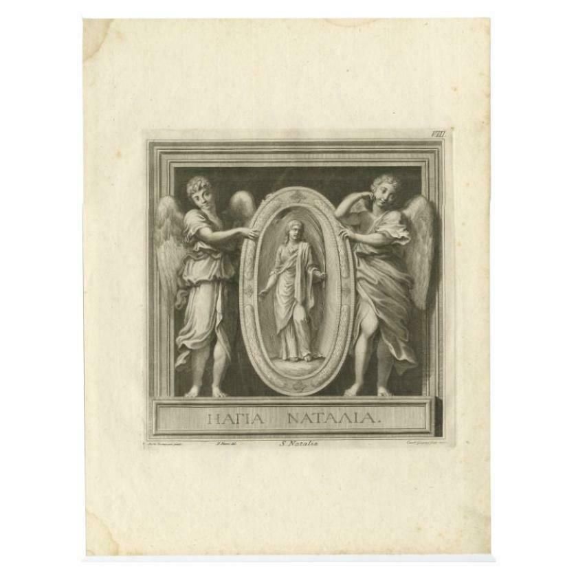 Original Antique Engraving Of Saint Natalie, 1762 photo furniture