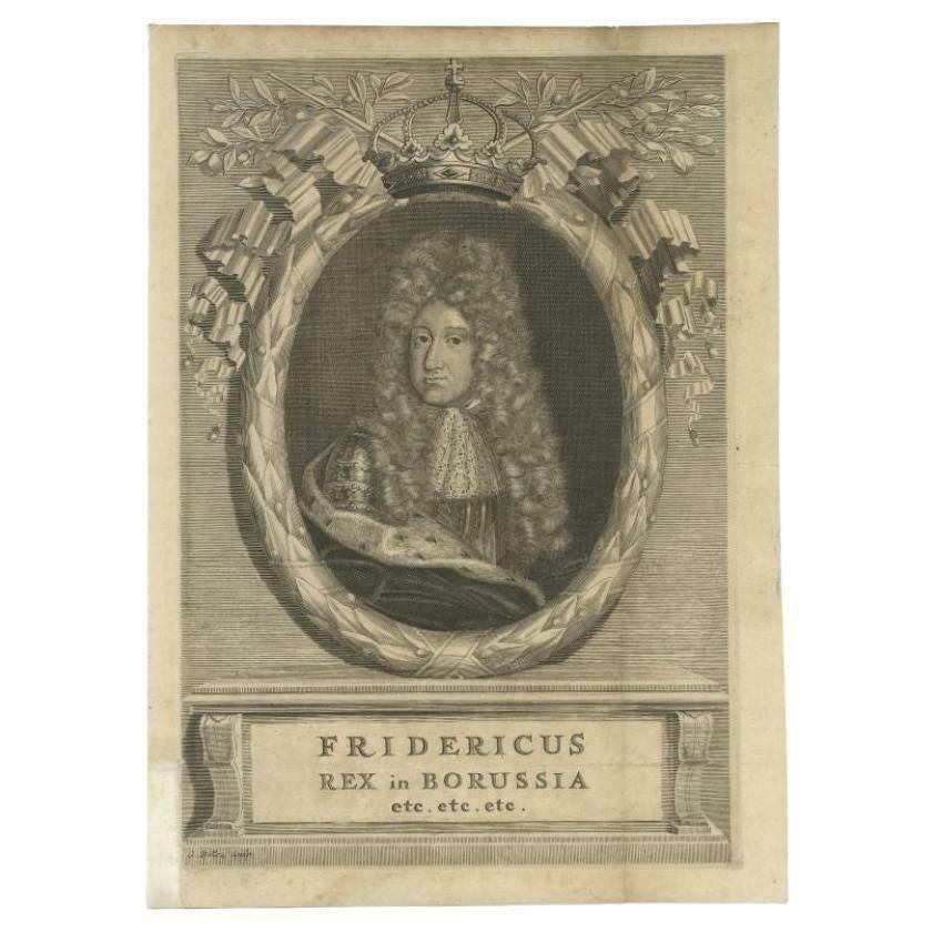 Antique Portrait Of Federicus Or Friedrich I, King Of Prussia, C.1780 photo furniture