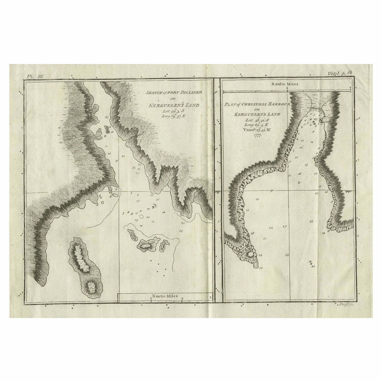 Antique Map Of Port Pallisers & Kersmis By Cook, C.1781