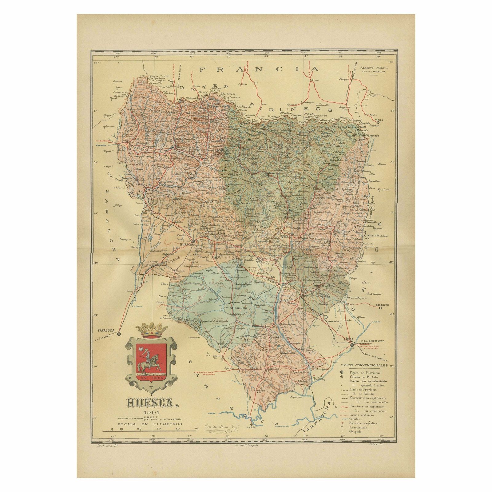 Huesca 1901: A Geographic Overview Of Aragon's Northern Frontier In Spain