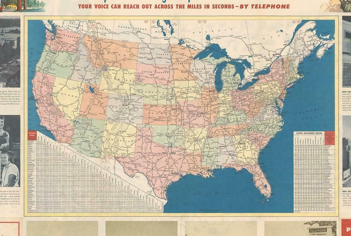 Old Decorative Pictorial Map Of The United States, Circa 1953 photo Art