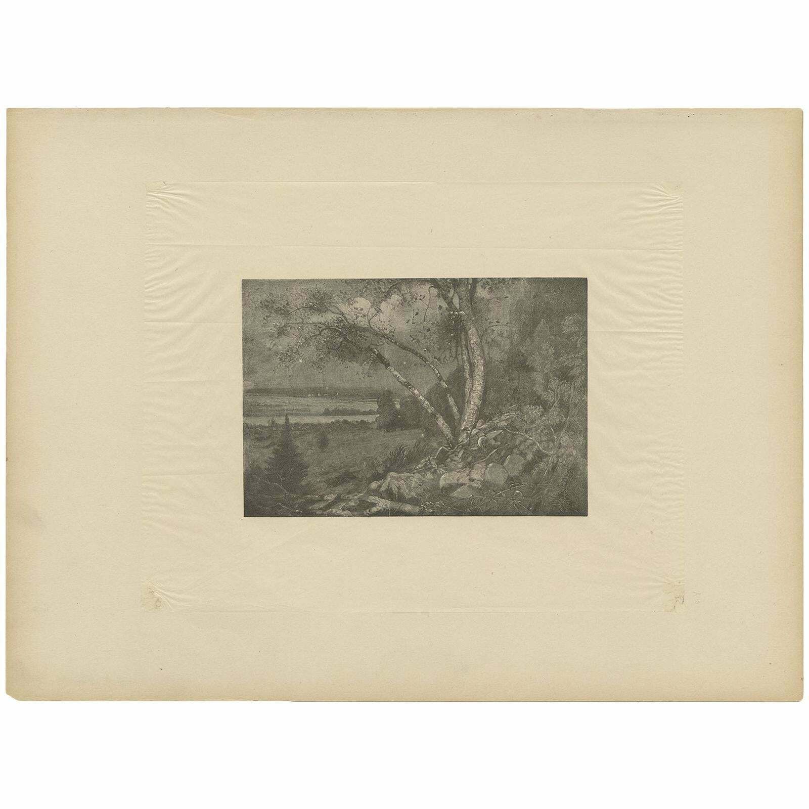 Antique Print Of A Landscape Made After E. Kingsley, Circa 1893 photo furniture