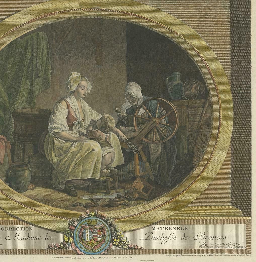 Antique Print Showing The Punishment Of A Child Made After Aubry, Circa 1790 photo Art