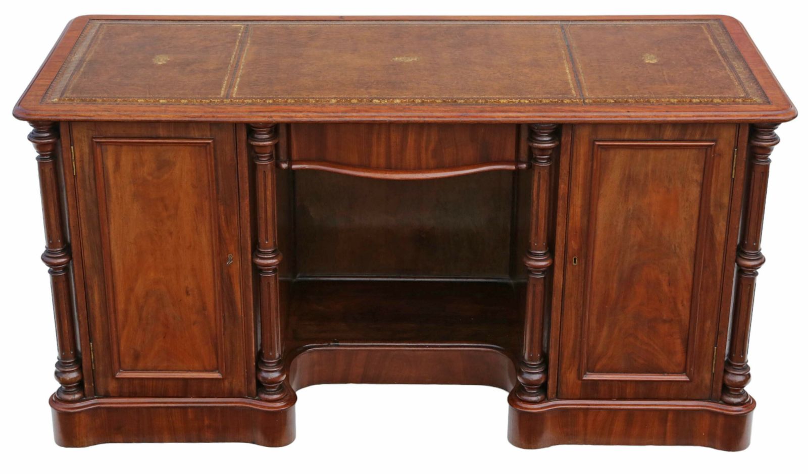 Antique Fine Quality Large 19th Century Mahogany Twin Pedestal Desk, Dressing Or Writing Table