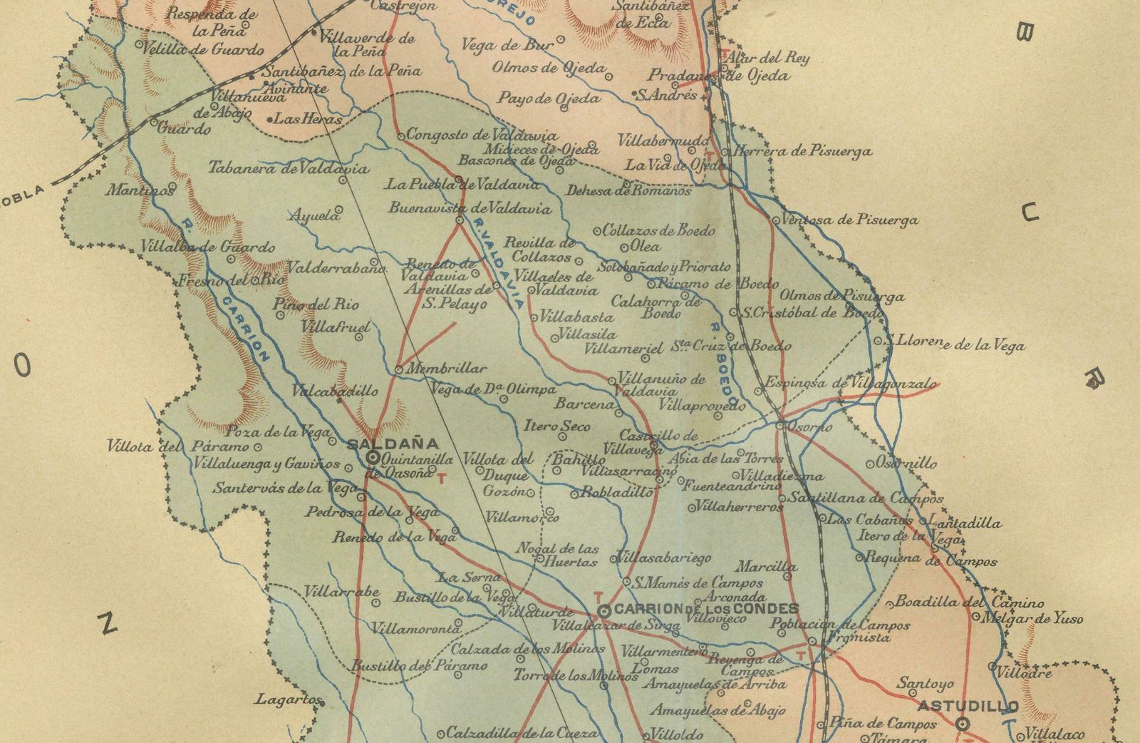 Original Antique Map Of Palencia Province, In Northern Spain, 1901 photo for sale
