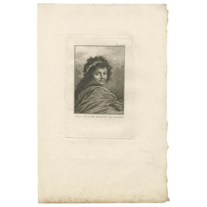 Antique Print Of Woman Of Ulietea, French Polynesia, By Cook, 1803