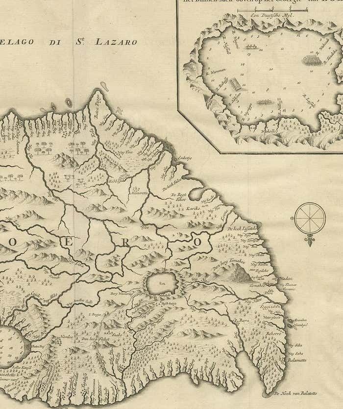 Antique Map Of Boero In Indonesia By Valentijn, 1726 photo Art