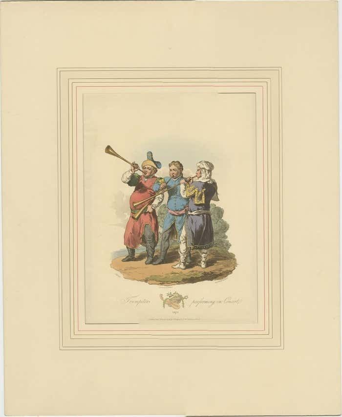 Antique Print Of Trumpeters By Atkinson '1814' photo Art