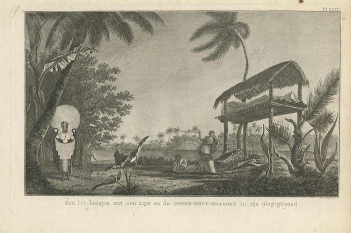 Antique Print Of A Funeral Ritual By Cook, 1803 photo furniture