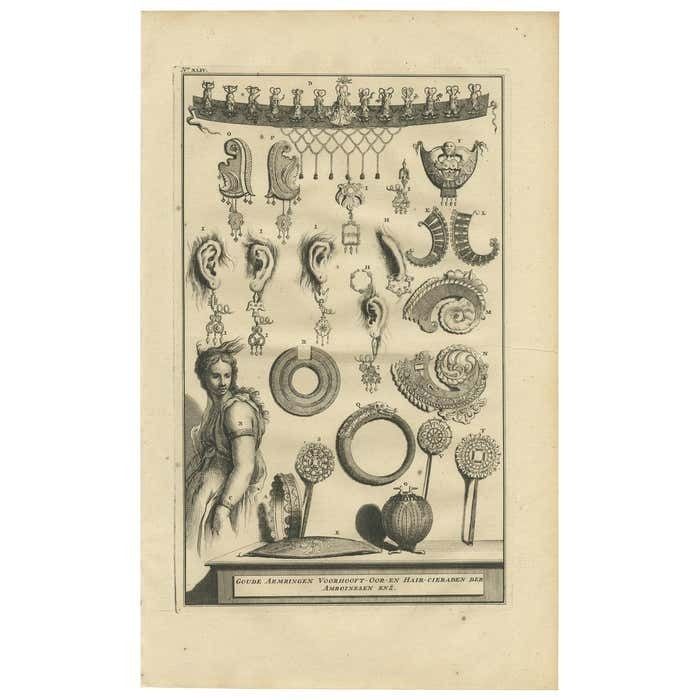 Antique Print Of Ambonese Jewelry By Valentijn, 1726